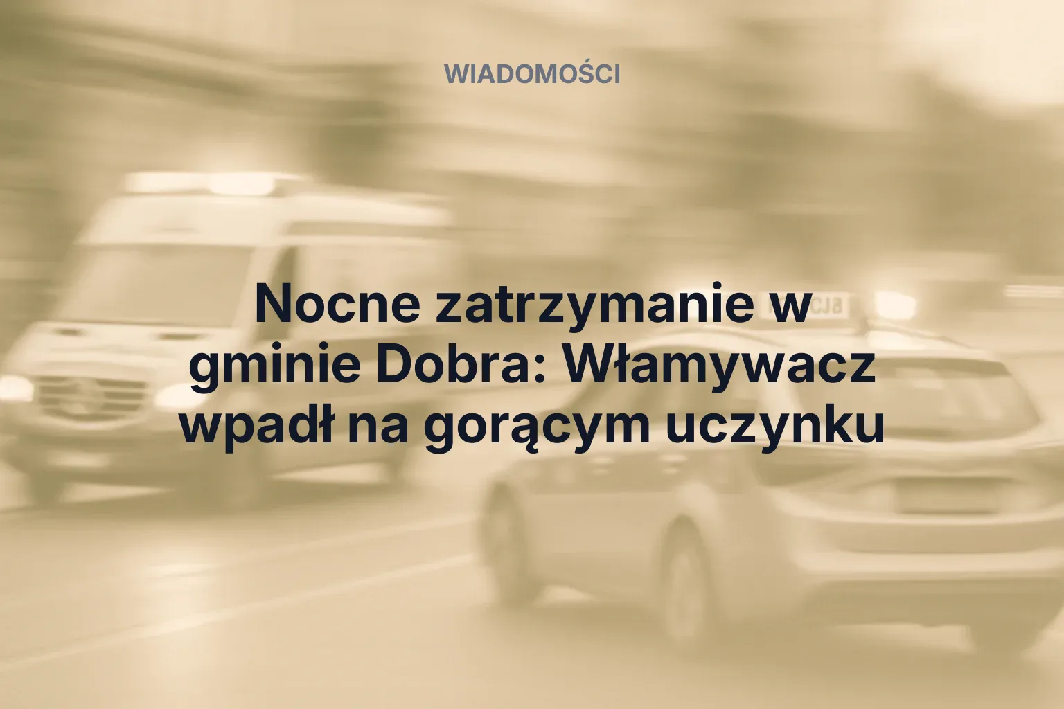 Artykuł: Nocne zatrzymanie w gminie Dobra: Włamywacz wpadł na gorącym uczynku